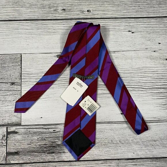NWT Kenneth Cole Reaction 100% Silk Striped Print Tie - Picture 2 of 7
